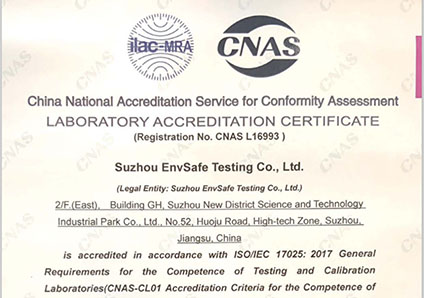 Envsafe Receives CNAS Laboratory Accreditation